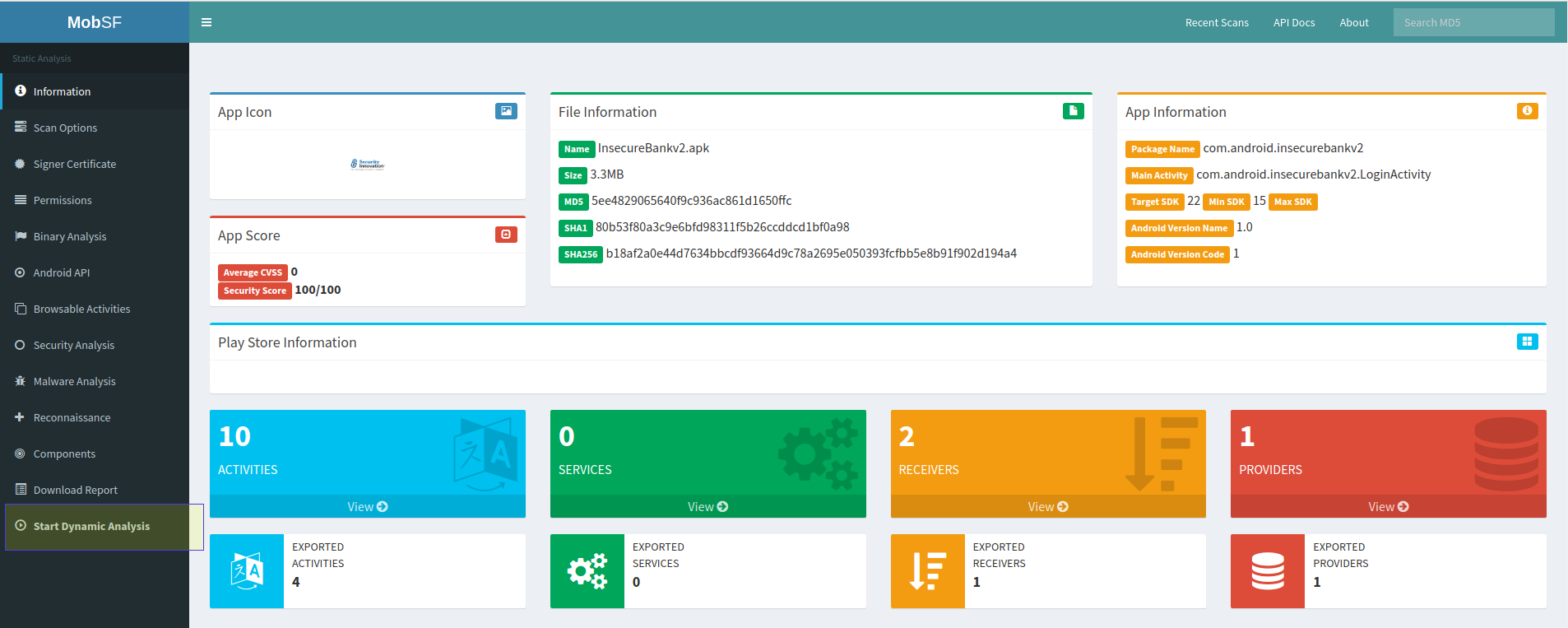 Start dynamic analysis